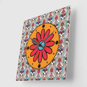 Zucker-Skulls Grafik Quadratische Wanduhr (Winkel)