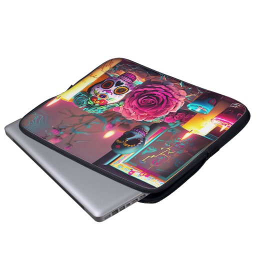 Zucker-Skulls-Laptop-Tasche Laptopschutzhülle (Vorne Knopf)