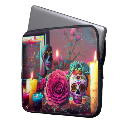 Zucker-Skulls-Laptop-Tasche Laptopschutzhülle (Vorderseite Links)