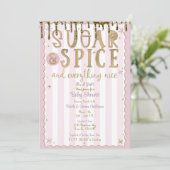 ZUCKER & SPICE Gold Glitzer Dip Pink Baby Dusche Einladung (Stehend Vorderseite)