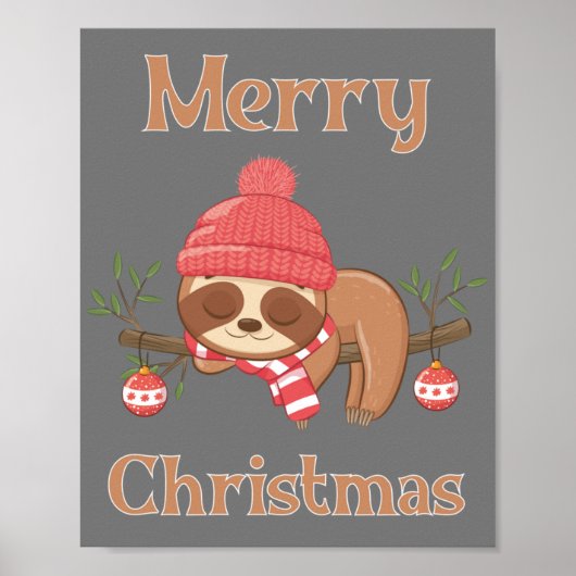 Zucker Süß Faultier Weihnachten Poster (Vorne)