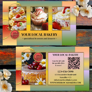 Zucker Süße Bäckerei Dessert Foto Logo QR Code Visitenkarte