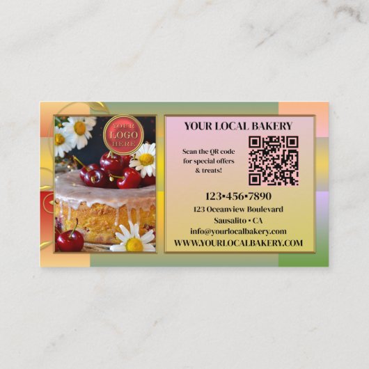 Zucker Süßgebäck Dessert Foto Logo QR Code Visitenkarte (Rückseite)