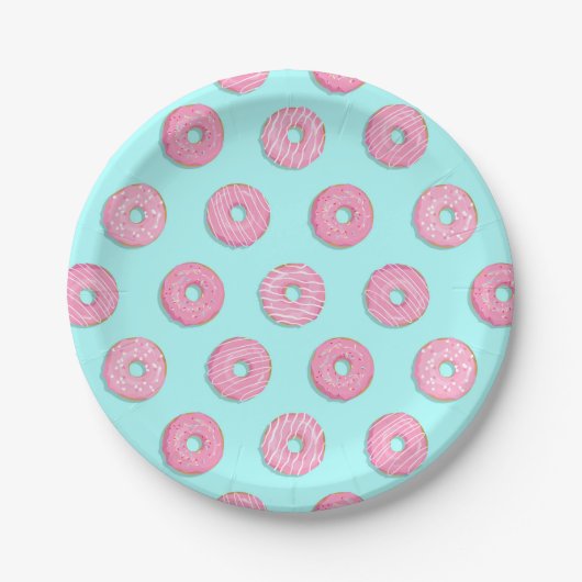 Zucker Sweet Pink Glazed Donuts Pappteller (Vorderseite)