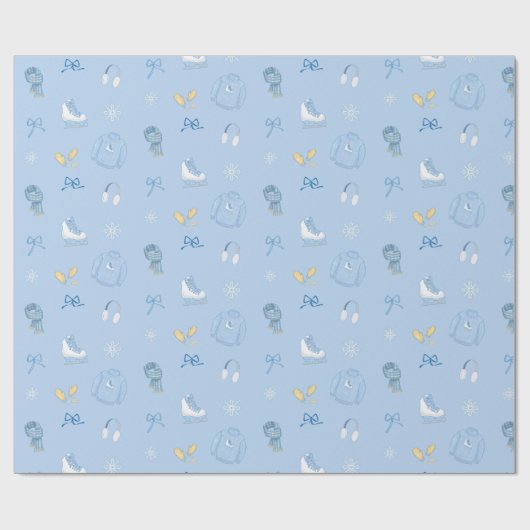 Zucker und Eisfigur Skate Eiseis Skate Winter Blue Geschenkpapier (Flach)