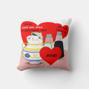 Zucker und Gewürz - Alte Valentinstagskarten-Kunst Kissen
