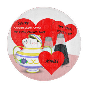 Zucker und Gewürz - Alte Valentinstagskarten-Kunst Schneidebrett