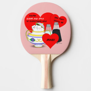 Zucker und Gewürz - Alte Valentinstagskarten-Kunst Tischtennis Schläger