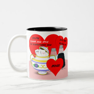 Zucker und Gewürz - Alte Valentinstagskarten-Kunst Zweifarbige Tasse