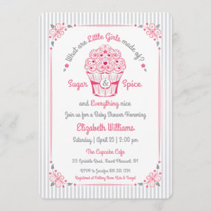 Zucker und Gewürz Cupcake Baby Mädchen Shower Einl Einladung