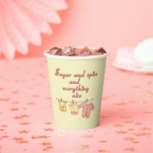 Zucker und Gewürz, gelb und rosa Babydusche Pappbecher