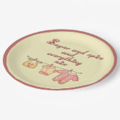 Zucker und Gewürz, gelb und rosa Babydusche Pappteller (Schrägansicht)