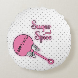 Zucker und Gewürz Polka Dot Baby Rattle Rundes Kissen