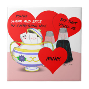 Zucker und Gewürze - altmodische Valentine Card Ku Fliese