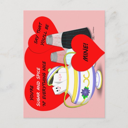 Zucker und Gewürze - altmodische Valentine Card Ku Postkarte (Vorderseite)