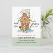 Zucker und Gewürze Lebkuchen Haus Dekorieren Party Einladung (Stehend Vorderseite)