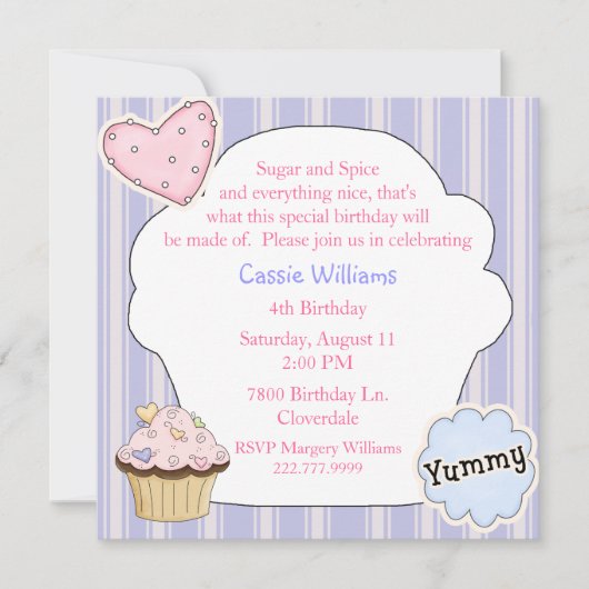 Zucker- und Gewürzkuchen zum Geburtstag Einladung (Vorderseite)