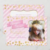 Zucker und Gewürzrosa Foto Party Einladung (Vorne/Hinten)