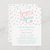 Zucker und Gewürztypografie Mädchen Kinderdusche Einladung (Vorne/Hinten)