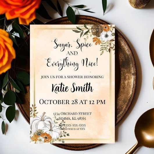 Zucker und Spice Fall Dusche laden ein Einladung