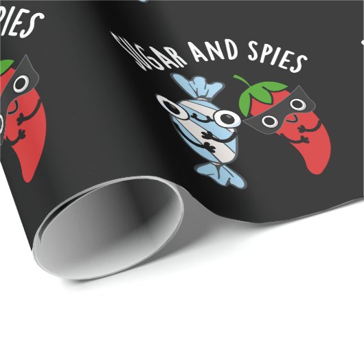 Zucker und Spione Funny Food Puff Dunkle BG Geschenkpapier (Rolleneckpunkt)