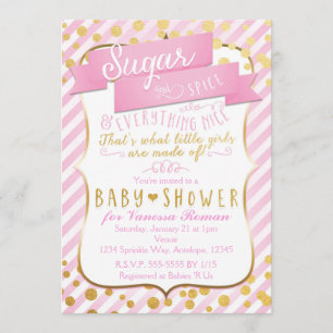 Zucker & Würze Rosa & Gold Babyparty-Einladung Einladung