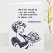 Zucker zu hoch Retro Frauen Gruß Karte (Gelbe Blume)