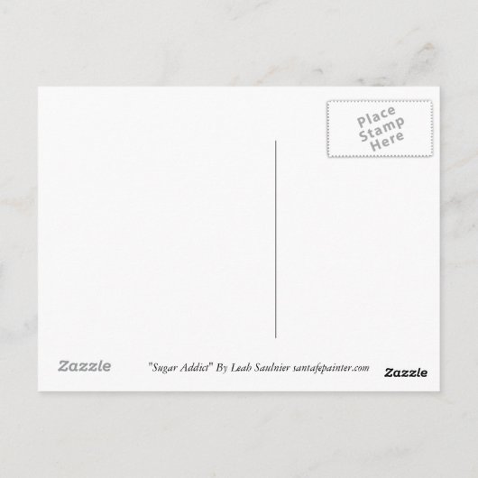 Zuckerabhängig Postkarte (Rückseite)