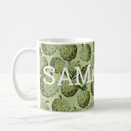 Zuckerapplikationsfarbe | Grün | IHRER NAME Kaffeetasse (Links)