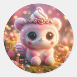 Zuckerbär mit Eiscreme Runder Aufkleber