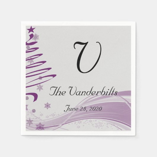 Zuckerbäume und Schneeflocke in Lila Napkins Serviette (Vorderseite)