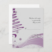 Zuckerbäume und Schneeflocken in Lila Einladung (Vorne/Hinten)