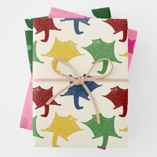 Zuckergleitern Gemusterte Abpackpapierblätter Geschenkpapier Set (Beispiel)