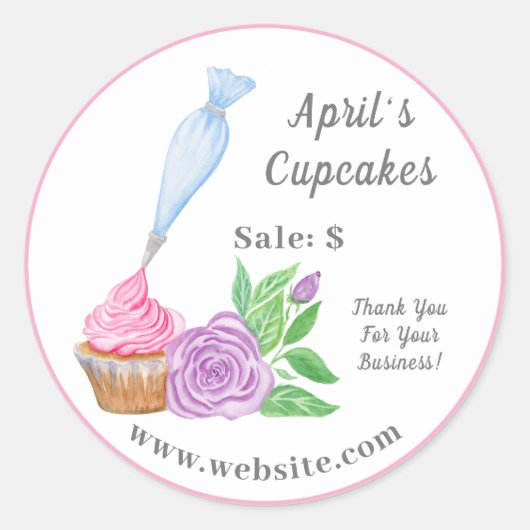Zuckerguss Cupcake Preis Runder Aufkleber (Vorderseite)