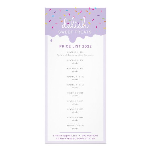 ZUCKERGUSS Tropfen lila Werbekarte (Vorne)