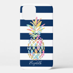 Zuckerhübsche Ananas, Marineblaue Streifen - Perso Case-Mate iPhone Hülle