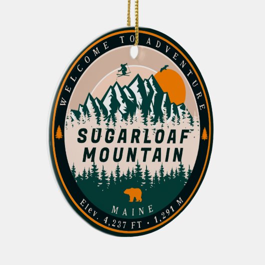 Zuckerhut Berg Maine Skifahren Keramik Ornament (Rechts)