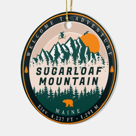 Zuckerhut Berg Maine Skifahren Keramik Ornament (Links)
