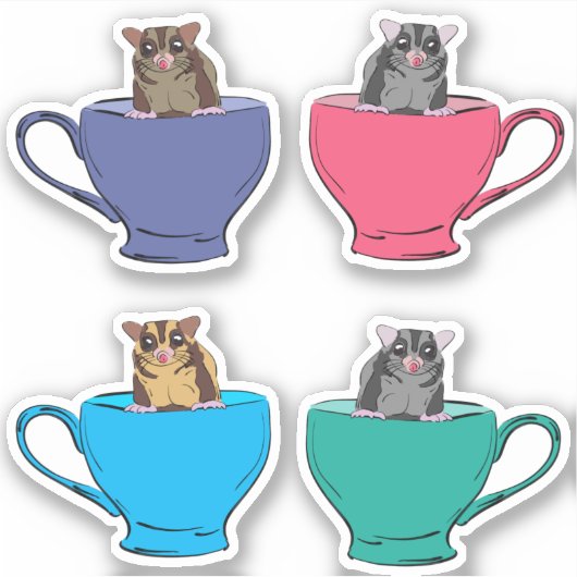 Zuckerhut in Teebechern Niedlich Aufkleber (Vorderseite)