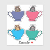 Zuckerhut in Teebechern Niedlich Aufkleber (Blatt)