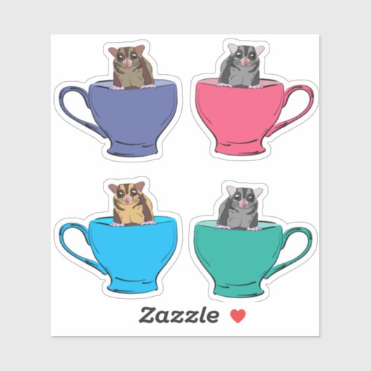 Zuckerhut in Teebechern Niedlich Aufkleber (Blatt)