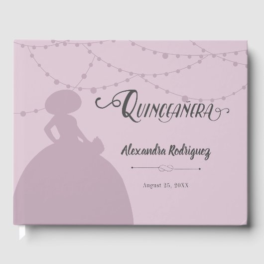 Zuckerhut Lila Charro Silhouette Quinceanera Gästebuch (Vorderseite)