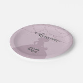 Zuckerhut Lila Charro Silhouette Quinceanera Pappteller (Schrägansicht)