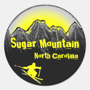 Zuckerhut North Carolina gelbe Skikarren Runder Aufkleber