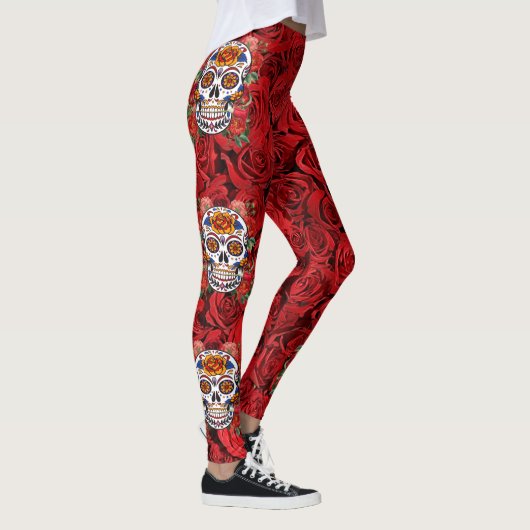 Zuckerhut Rosa Rote Rosen Urlaub Leggings (Rechts)