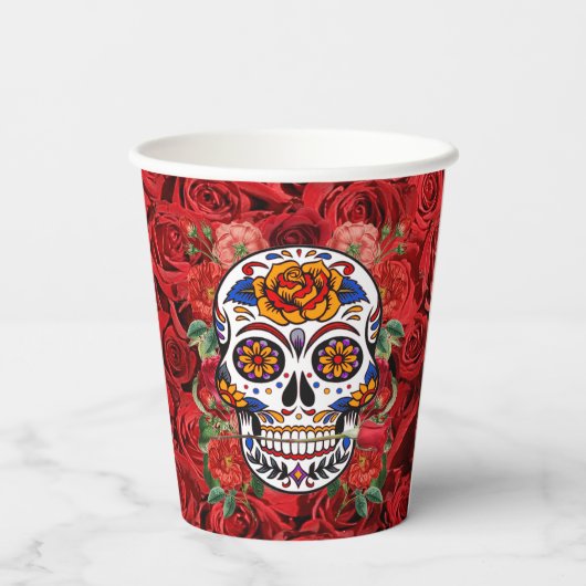 Zuckerhut Rosa Rote Rosen Urlaub Pappbecher (Rückseite)