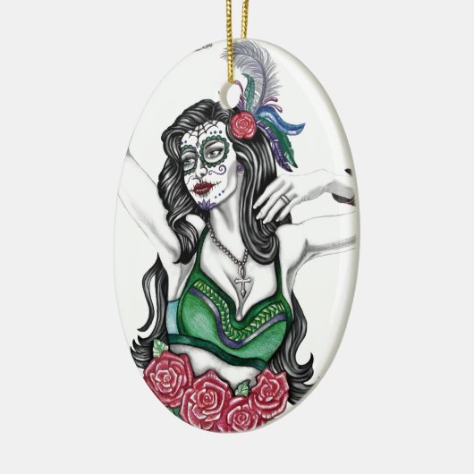 Zuckerkäfer mit Rose Keramikornament (Links)