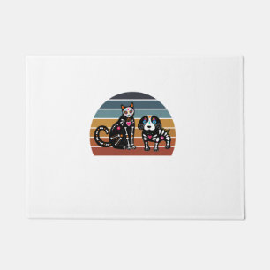 Zuckerkatze und Hundeshirt Funny Retro Cat und Fußmatte