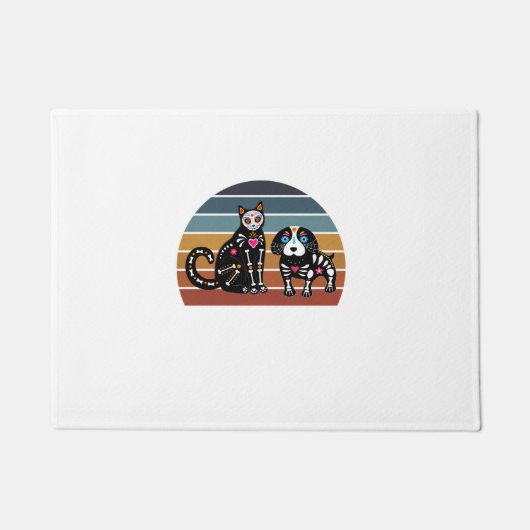 Zuckerkatze und Hundeshirt Funny Retro Cat und Fußmatte (Vorderseite)