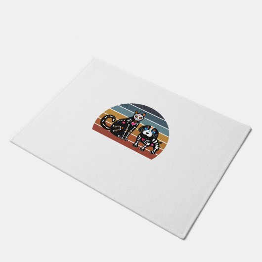 Zuckerkatze und Hundeshirt Funny Retro Cat und Fußmatte (Schrägansicht)